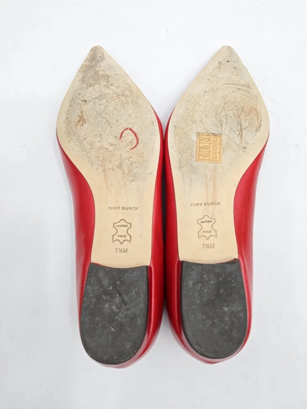 Tory Burch Bright Red Pointed Leather Flats